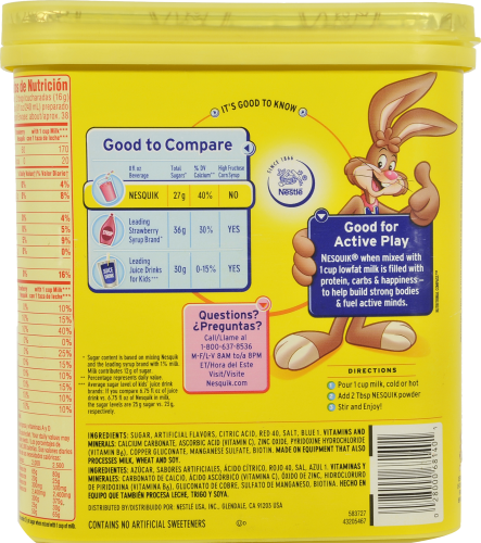 Nestle Nesquik Strawberry Milk Powder Mix Perspective: back