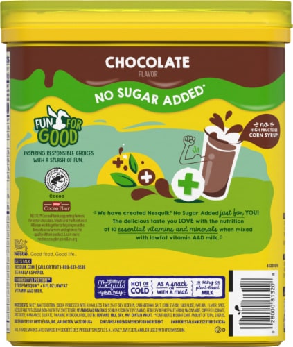 Nesquik® No Sugar Added Chocolate Milk Powder Mix Perspective: back