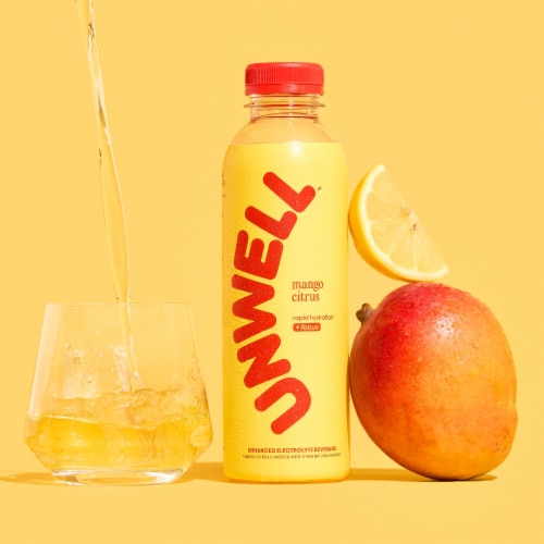 Unwell Hydration Electrolyte Drink for Rapid Hydration + Focus – Mango Citrus Perspective: back
