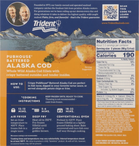 Trident Seafoods® Pubhouse® Battered Alaska Cod Perspective: back