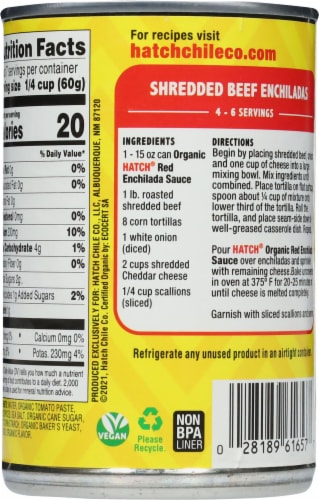 Hatch® Organic Mild Red Enchilada Sauce Perspective: back