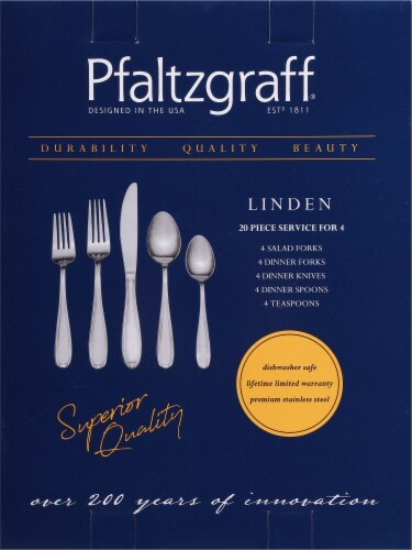 Pfaltzgraff Stainless Steel Flatware 20 Pack Perspective: back