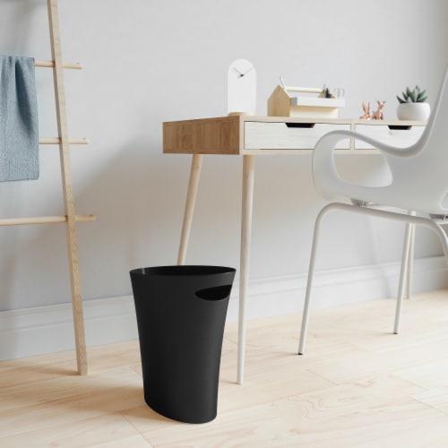 Umbra 082610-040 2 gal Skinny Waste Can  Black - pack of 6 Perspective: back
