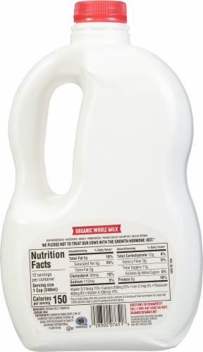 Shamrock Farms Organic Whole Milk Perspective: back