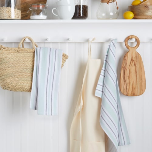Martha Stewart Morris Striped Kitchen Towels - Aqua/White Perspective: back