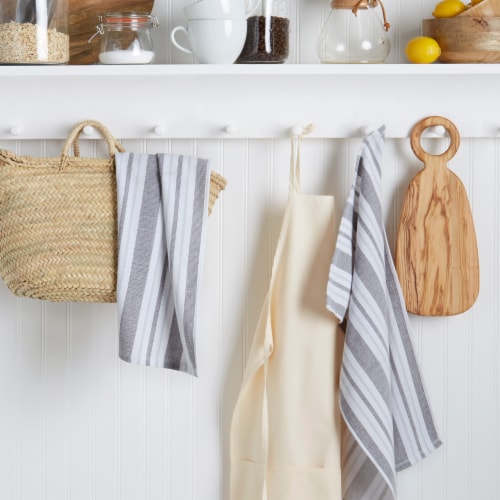 Martha Stewart Morris Striped Kitchen Towels - White/Gray Perspective: back