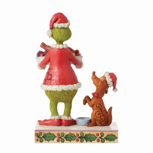 Jim Shore 7.00 Grinch With Christmas Dinner And Max Turkey Platter Dog Perspective: back