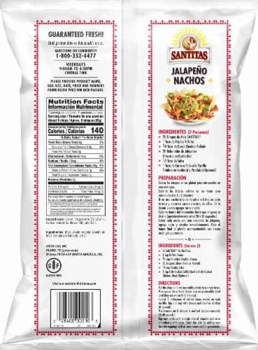 Santitas® Gluten Free White Corn Tortilla Chips Snacks Bag Perspective: back
