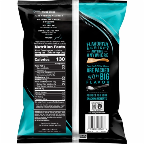 Stacy's® Sea Salt Pita Thins Baked Pita Chip Snacks Perspective: back
