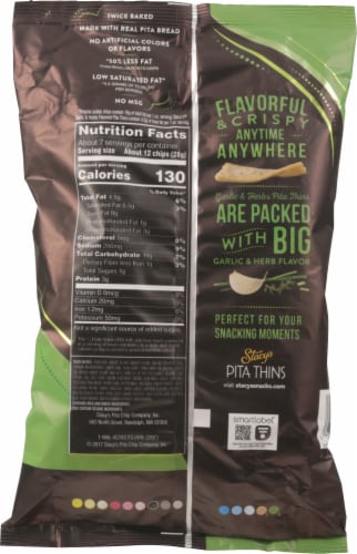 Stacy's® Garlic & Herbs Baked Pita Thins Snacks Perspective: back