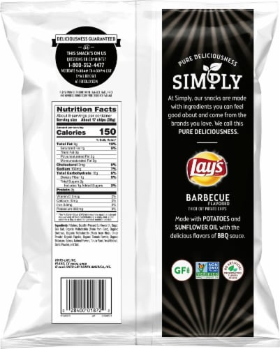 Lay's Simply Barbecue Flavored Thick Cut Potato Chips Perspective: back