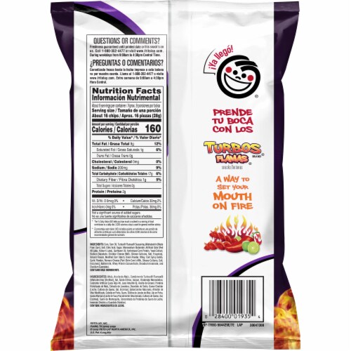 Sabritas Turbos Flamas Flavored Corn Snacks Perspective: back