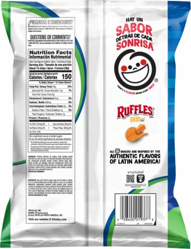 Ruffles Queso Cheese Flavor Potato Chips Perspective: back