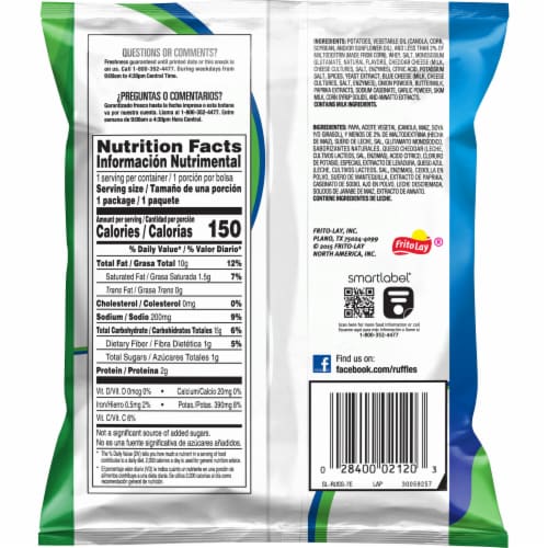 Ruffles® Queso Cheese Flavored Potato Chips Perspective: back
