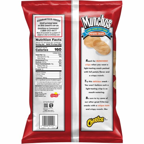 Munchos® Original Potato Chip Crisps Snacks Perspective: back