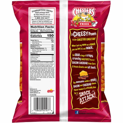 Chester's Bacon Cheddar Cheese Snacks Perspective: back