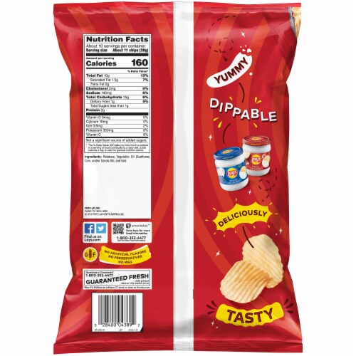 Lay's Wavy Potato Chips Regular Flavor Snacks Bag Perspective: back