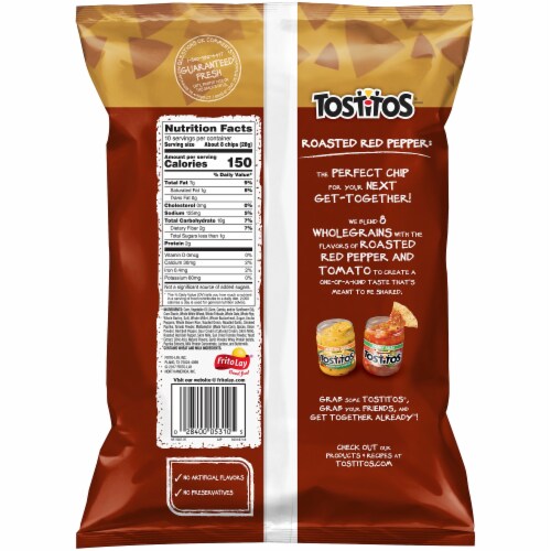 Tostitos Multigrain Roasted Red Pepper Flavored Tortilla Chips Snacks Perspective: back