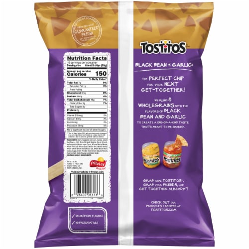 Tostitos Multigrain Black Bean and Garlic Flavored Tortilla Chips Snacks Perspective: back