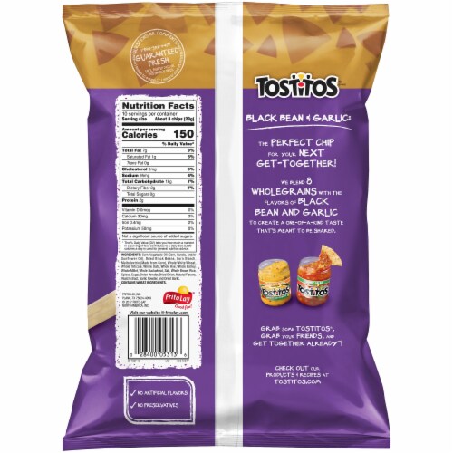 Tostitos Multigrain Black Bean and Garlic Flavored Tortilla Chips Snacks Perspective: back