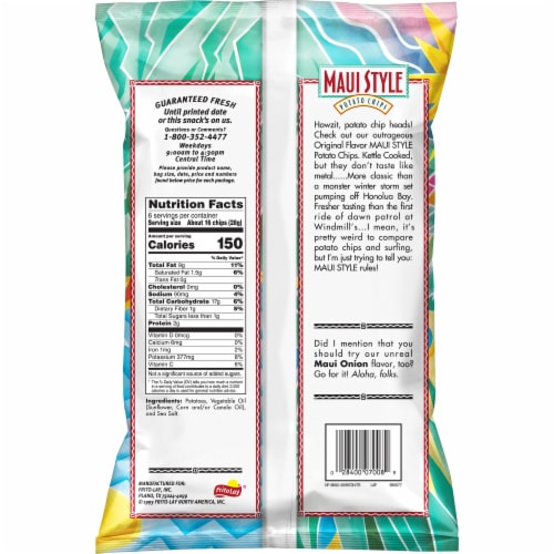 Maui Style Original Potato Chips Perspective: back