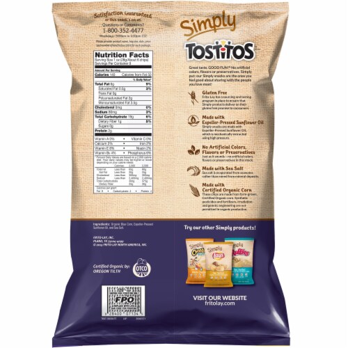 Tostitos® Simply Organic Blue Corn Tortilla Chips Perspective: back