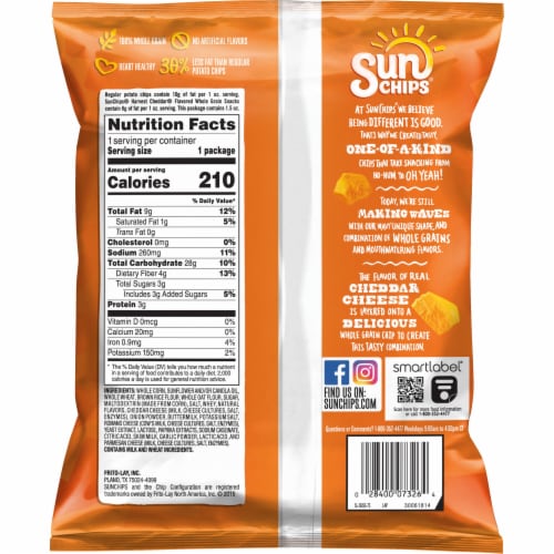 SunChips® Flavored Whole Grain Snacks Harvest Cheddar® Perspective: back