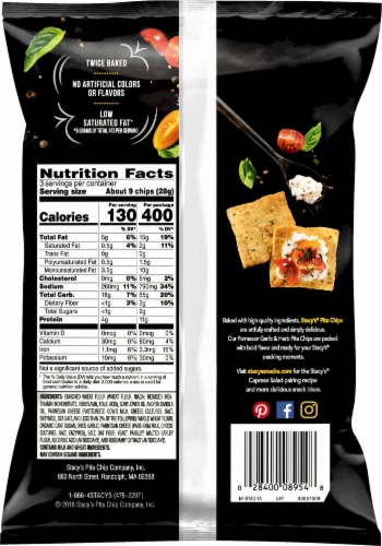 Stacy's® Baked Parmsean Garlic and Herb Pita Chips Perspective: back