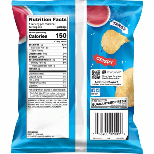 Lay's® Salt & Vinegar Flavored Potato Chips Perspective: back