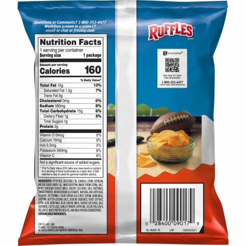 Ruffles® Cheddar & Sour Cream Potato Chips Perspective: back