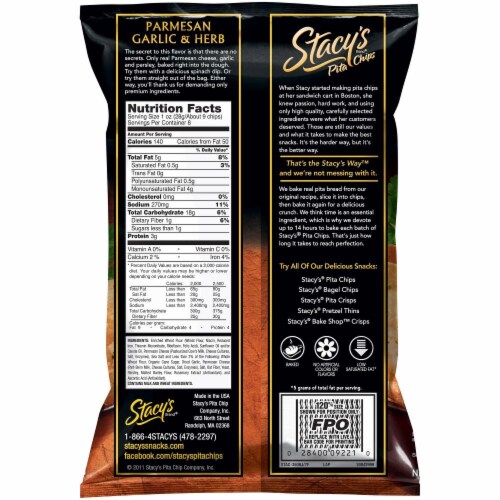 Stacy's Parmesan Garlic & Herb Pita Chips Perspective: back