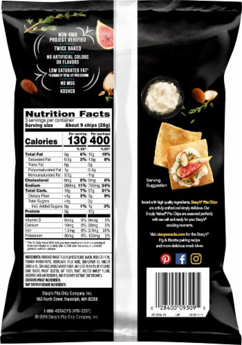 Stacy's® Organic Baked Simply Naked® Pita Chips Perspective: back