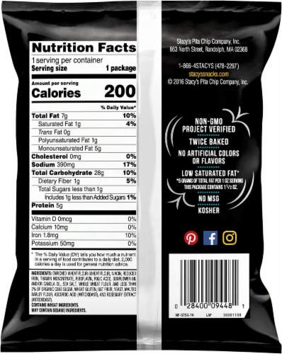 Stacy's® Simply Naked® Baked Pita Chips Perspective: back