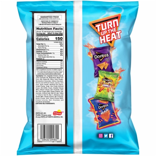 Doritos Blazin' Buffalo & Ranch Flavored Tortilla Chips Perspective: back