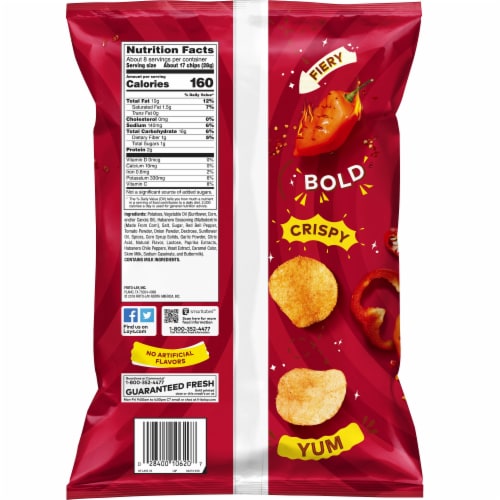 Lay's® Potato Chips Fiery Habanero Flavor Snacks Bag Perspective: back