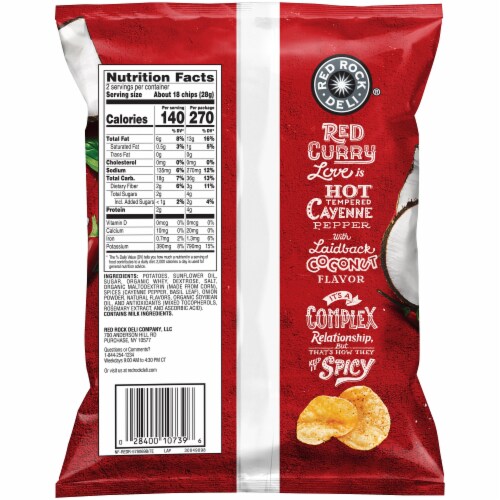 Red Rock Deli Red Curry Coconut Deli Style Potato Chips Perspective: back