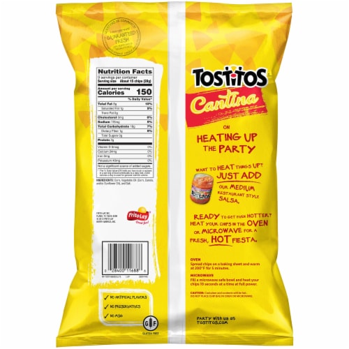 Tostitos Cantina Thin & Crispy Tortilla Chips Snacks Perspective: back