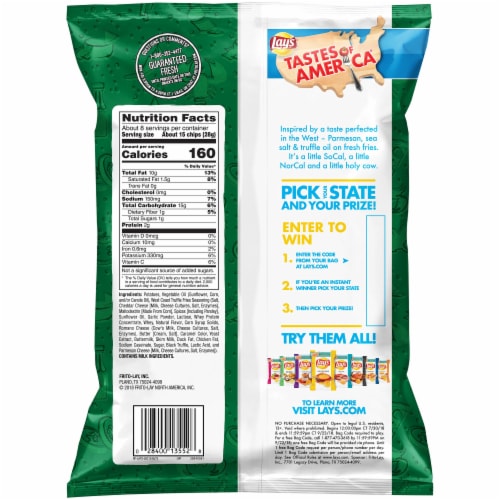 Lay's Wavy West Coast Truffle Fries Flavored Potato Chips Perspective: back