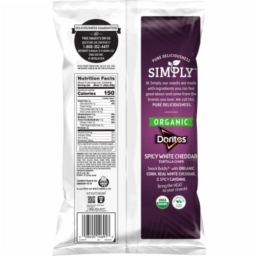 Doritos Simply Organic Spicy White Cheddar Flavored Tortilla Chips Perspective: back