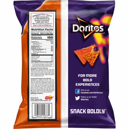Doritos Collisions Blaze Ultimate Cheddar Tortilla Chips Perspective: back