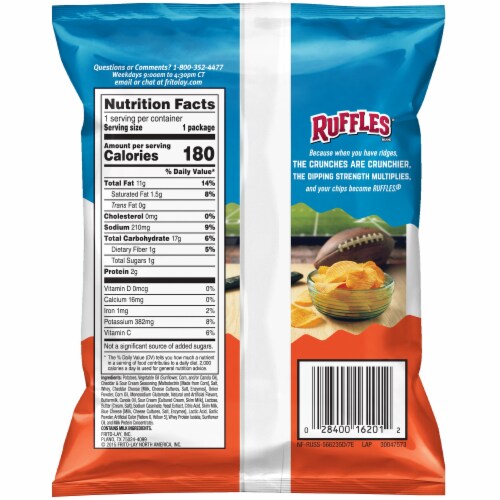 Ruffles Cheddar Sour Cream Potato Chips 1 125 Oz Kroger