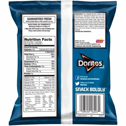 Cool ranch doritos small bag calories