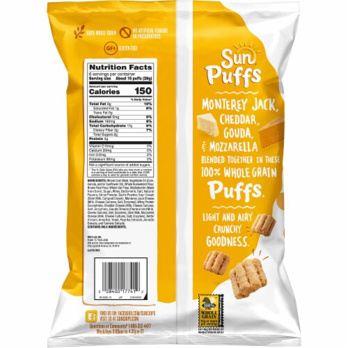 Sun Chips Four Cheese Sun Puffs Whole Grain Snacks Perspective: back