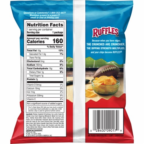 Ruffles Cheddar and Sour Cream Flavored Potato Chips 40 Count Perspective: back