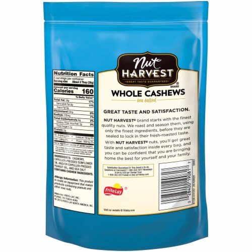 Nut Harvest Sea Salted Whole Cashews Perspective: back