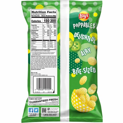 Lay's® Poppables® Creamy Jalapeno Potato Snacks Perspective: back