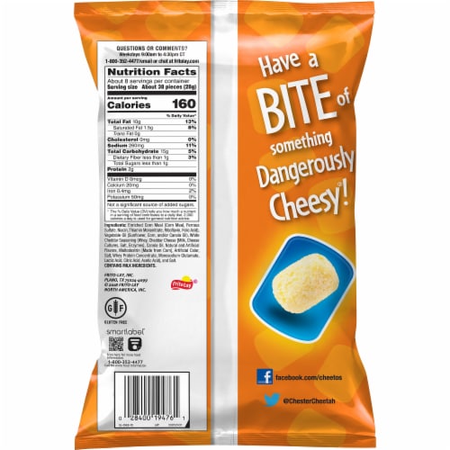 Cheetos White Cheddar Bites Cheese Flavored Snacks Perspective: back