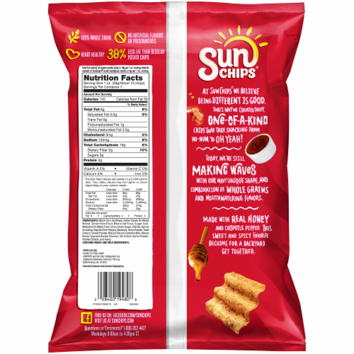 SunChips Sweet & Spicy BBQ Flavored Whole Grain Snacks Perspective: back