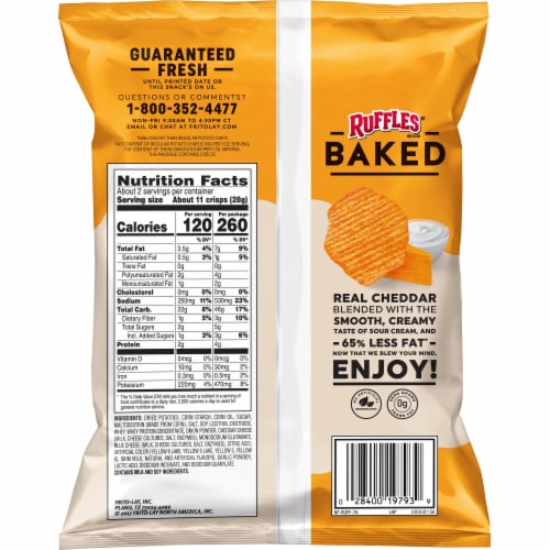 Ruffles Baked Cheddar & Sour Cream Potato Crisps Perspective: back