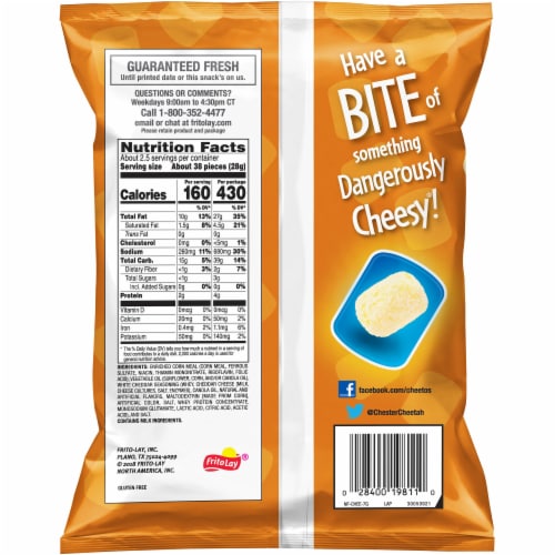Cheetos® White Cheddar Bites Crunchy Cheese Snacks Perspective: back